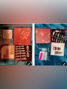 Press-On Nail Set 24 Bright nails Mari Jjyu GIFT SET IN FESTIVE HOLIDAY BOX XMAS